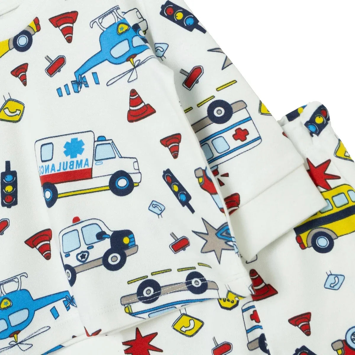 HelloBaby Vehicle Print Interlock Baby Pyjama Set (3-6 Months to 3-4 Years) - Ecru