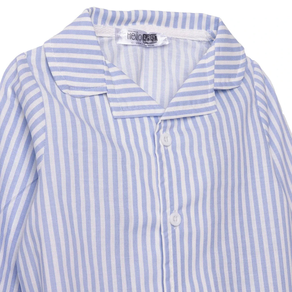 HelloBaby Striped Peter Pan Collar Baby Pyjama Set (3-6 Months to 3-4 Years) - Blue