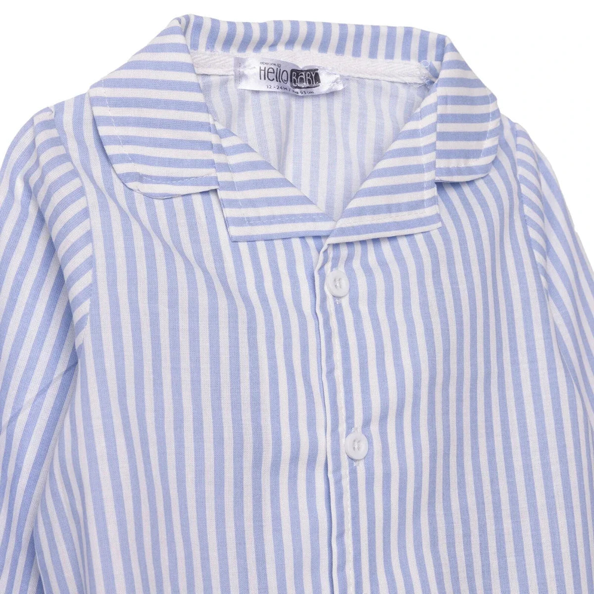 HelloBaby Striped Peter Pan Collar Baby Pyjama Set (3-6 Months to 3-4 Years) - Blue