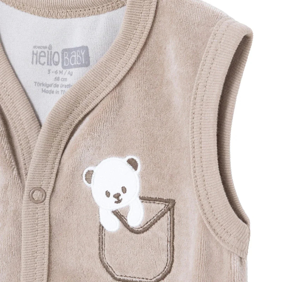 HelloBaby Animal Print Velour Baby Gilet (Newborn to 6-9 Months) - Brown