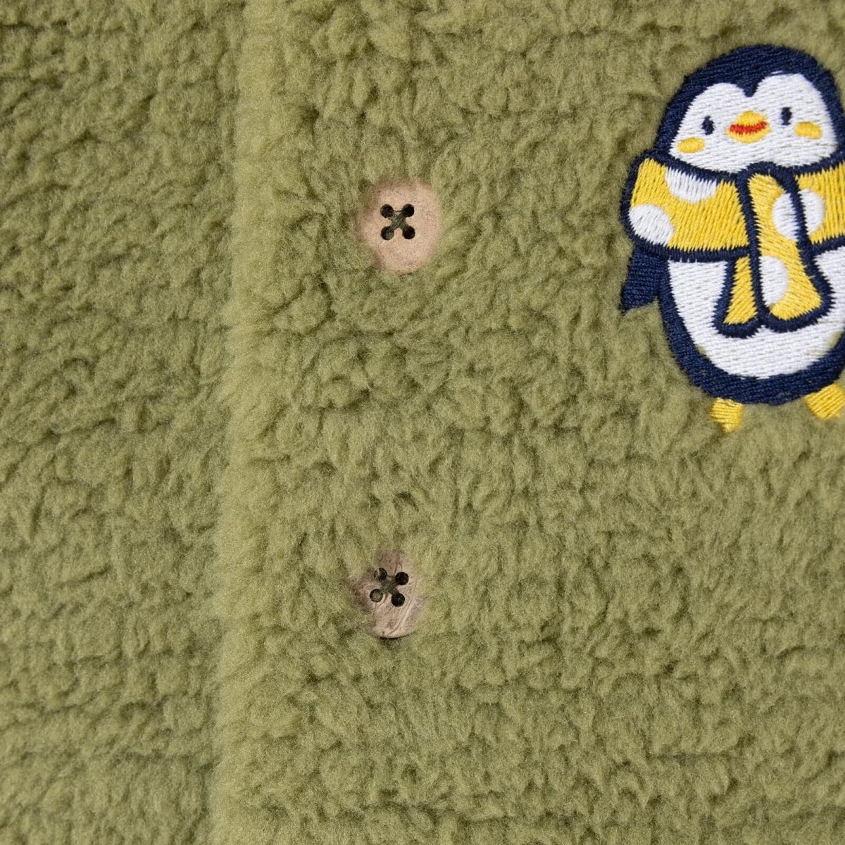 HelloBaby Penguin Print Buttoned Fleece Baby Gilet (1-3 Months to 12 Months) - Green Printed