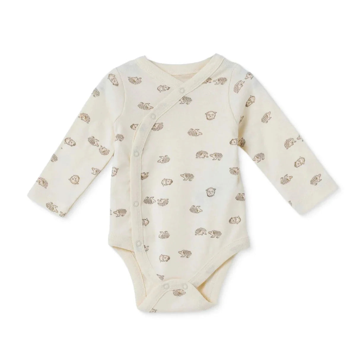 HelloBaby Animal Print Long Sleeve Baby Bodysuit (Newborn to 6-9 Months) - Ecru