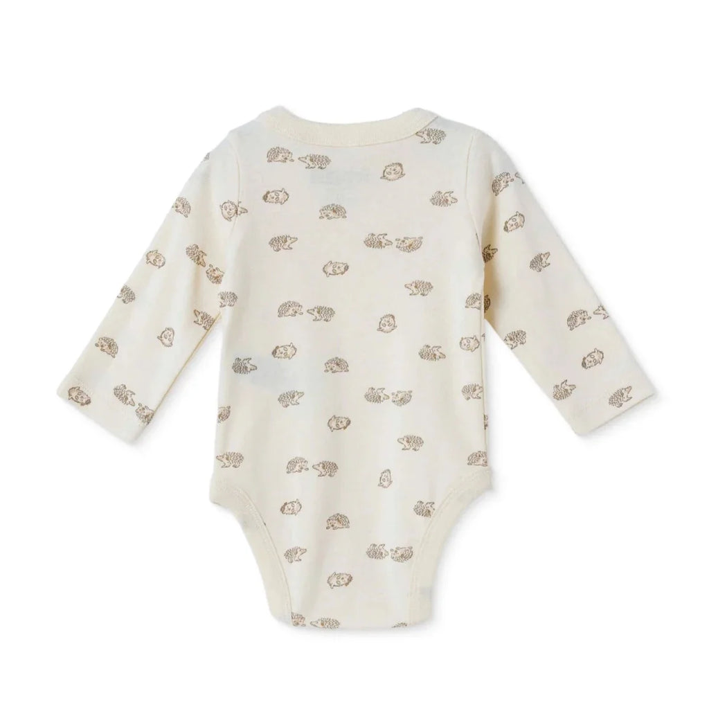 HelloBaby Animal Print Long Sleeve Baby Bodysuit (Newborn to 6-9 Months) - Ecru