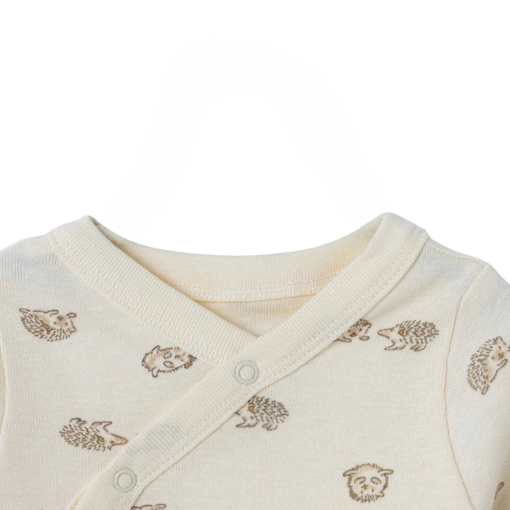 HelloBaby Animal Print Long Sleeve Baby Bodysuit (Newborn to 6-9 Months) - Ecru