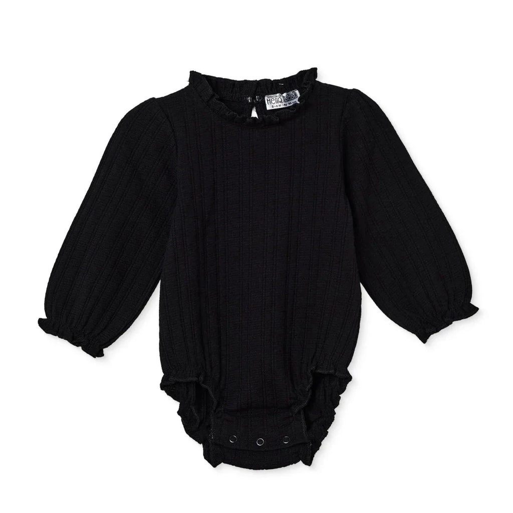 HelloBaby Long Sleeve Jacquard Knit Baby Bodysuit (1-3 Months to 2-3 Years) - Black