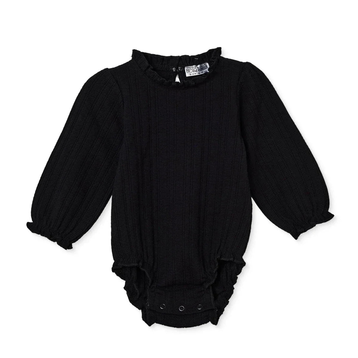 HelloBaby Long Sleeve Jacquard Knit Baby Bodysuit (1-3 Months to 2-3 Years) - Black