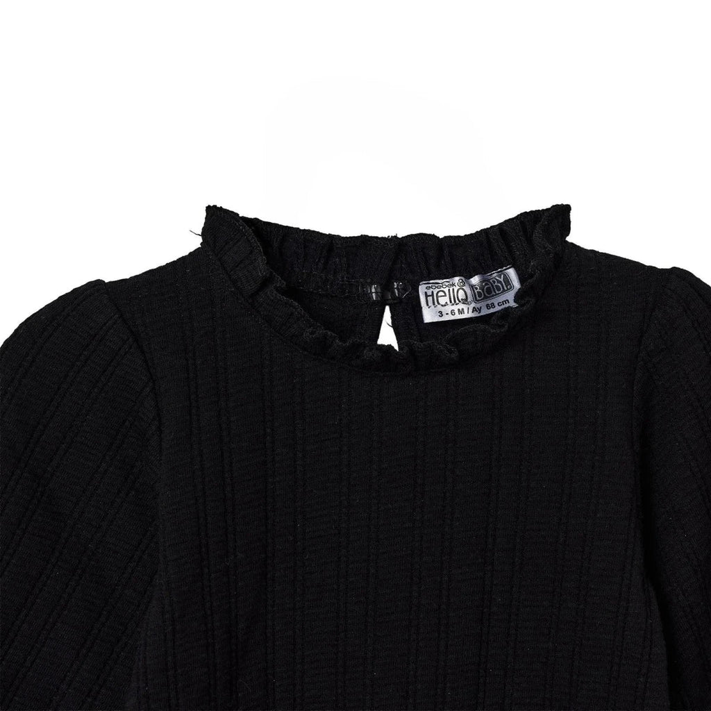 HelloBaby Long Sleeve Jacquard Knit Baby Bodysuit (1-3 Months to 2-3 Years) - Black