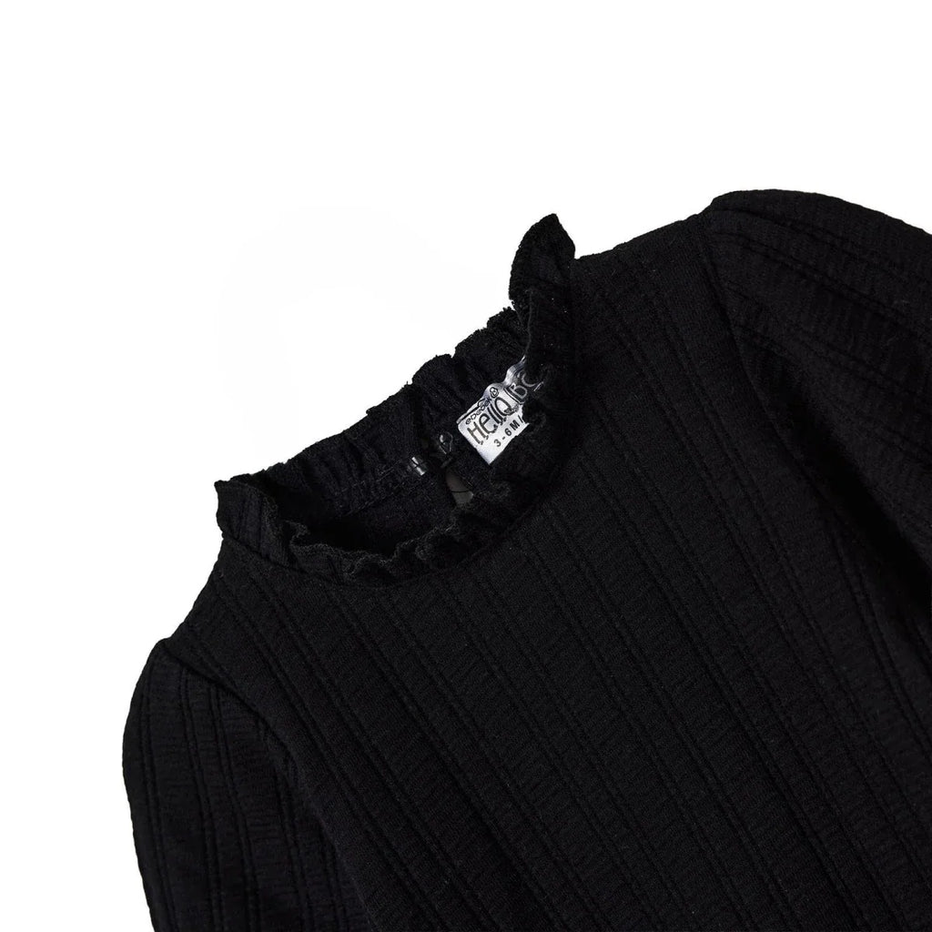 HelloBaby Long Sleeve Jacquard Knit Baby Bodysuit (1-3 Months to 2-3 Years) - Black