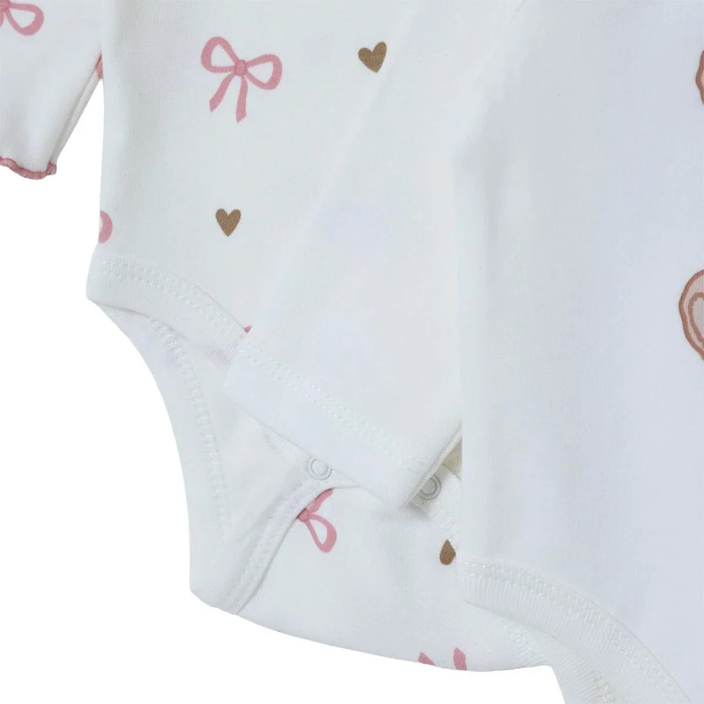 HelloBaby 2 Pack Heart Print Long Sleeve Baby Bodysuits (1-3 Months to 2-3 Years) - Ecru