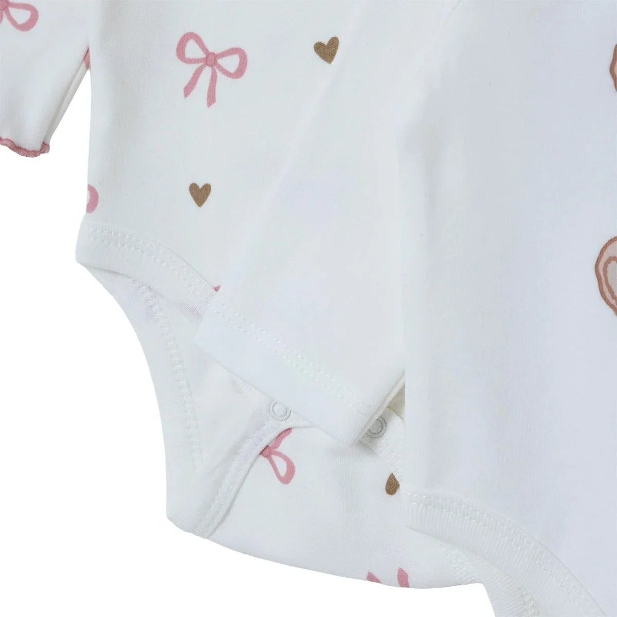 HelloBaby 2 Pack Heart Print Long Sleeve Baby Bodysuits (1-3 Months to 2-3 Years) - Ecru