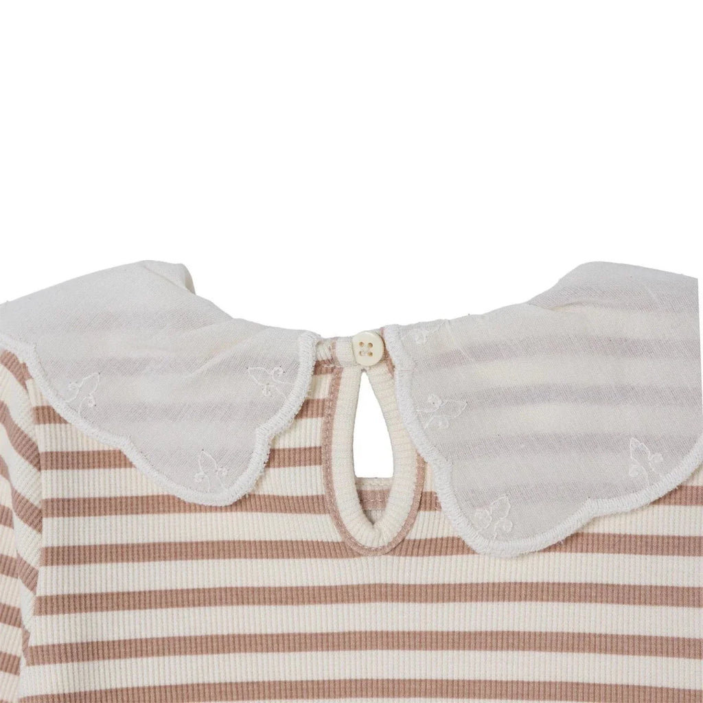 HelloBaby Lace Collar Long Sleeve Baby Top & Leggings Set (3-6 Months to 4-5 Years) - Ecru Printed