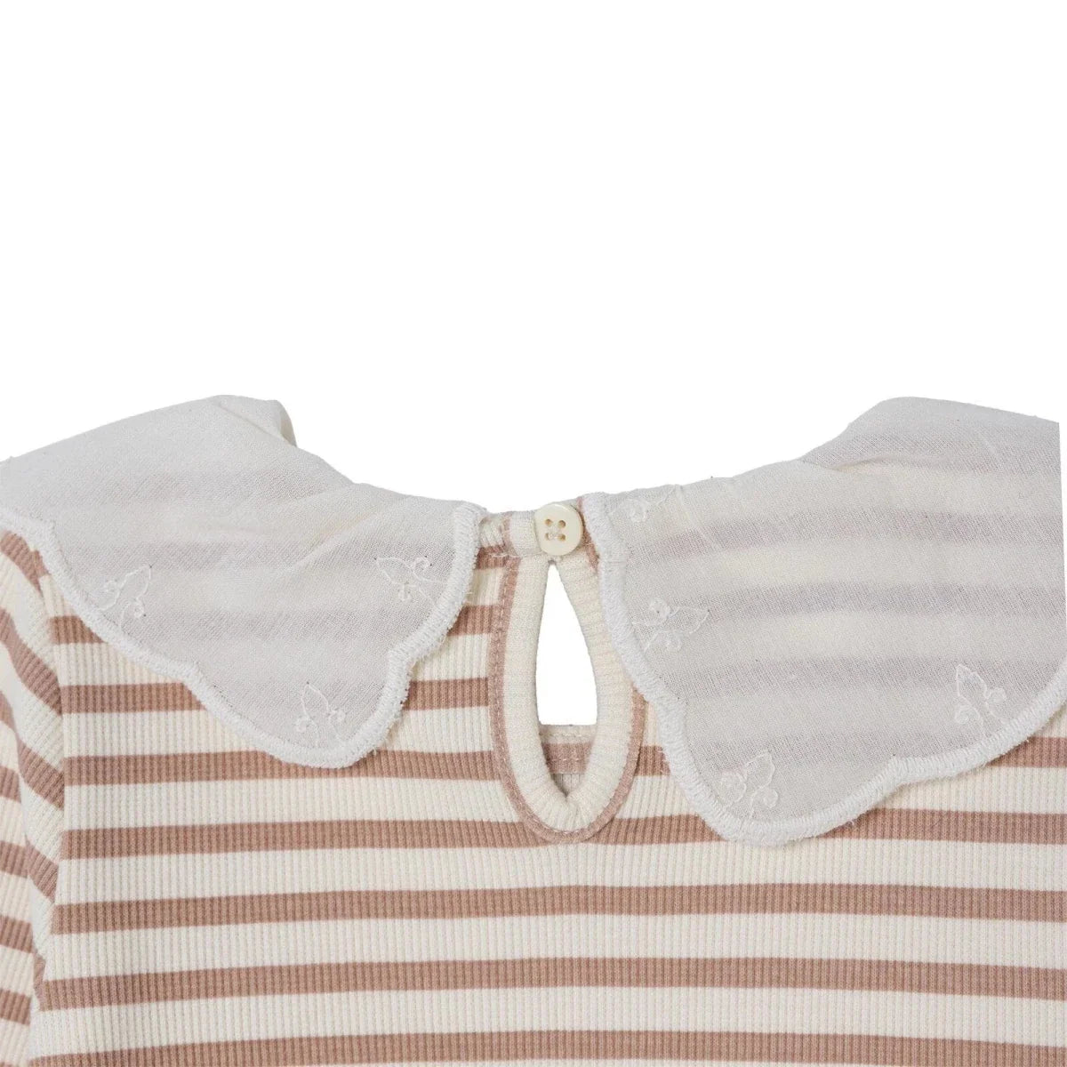 HelloBaby Lace Collar Long Sleeve Baby Top & Leggings Set (3-6 Months to 4-5 Years) - Ecru Printed
