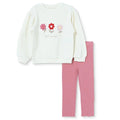 HelloBaby Floral Print Long Sleeve Baby Top & Leggings Set (3-6 Months to 4-5 Years) - Ecru