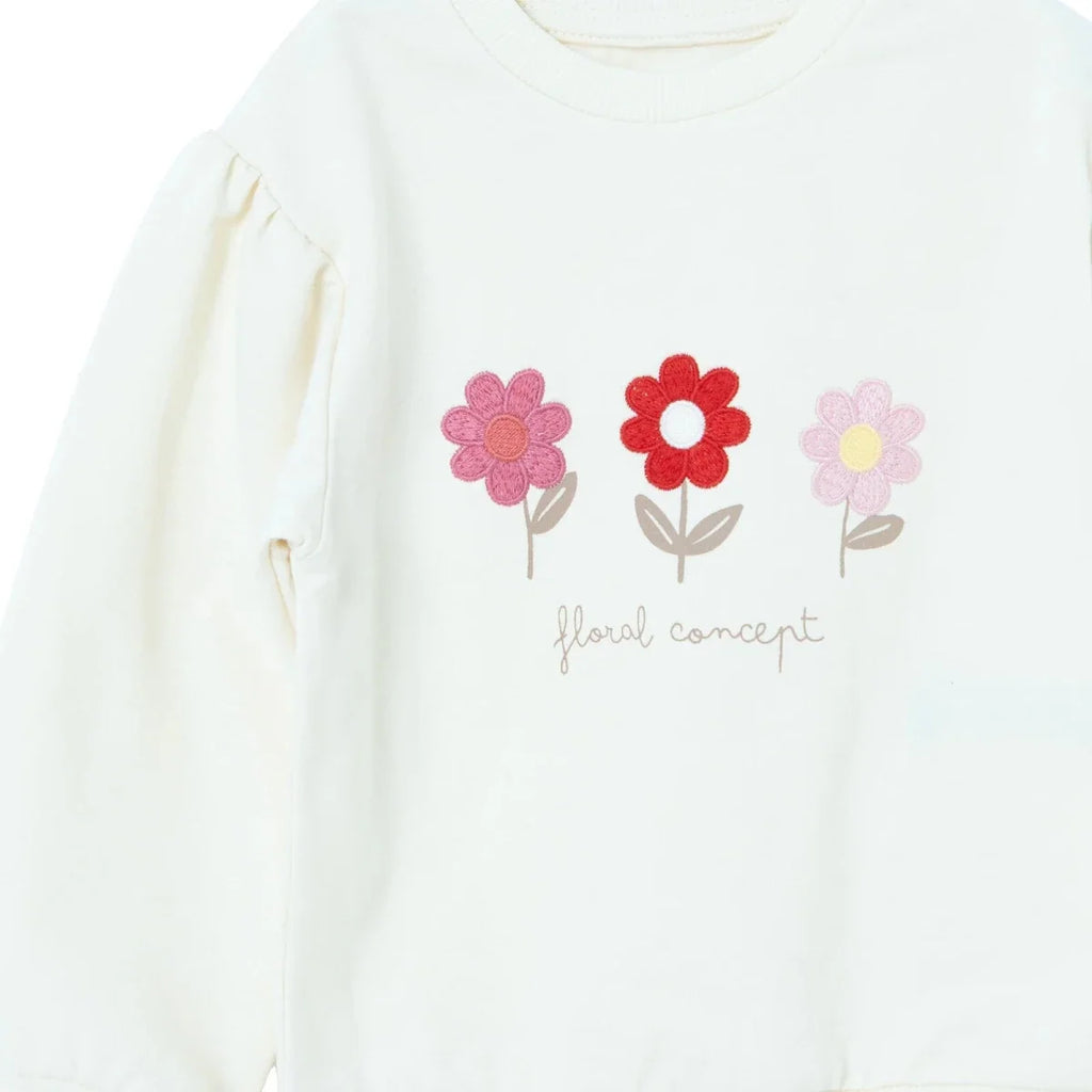 HelloBaby Floral Print Long Sleeve Baby Top & Leggings Set (3-6 Months to 4-5 Years) - Ecru