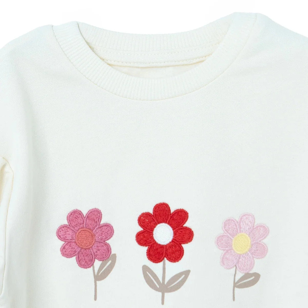 HelloBaby Floral Print Long Sleeve Baby Top & Leggings Set (3-6 Months to 4-5 Years) - Ecru