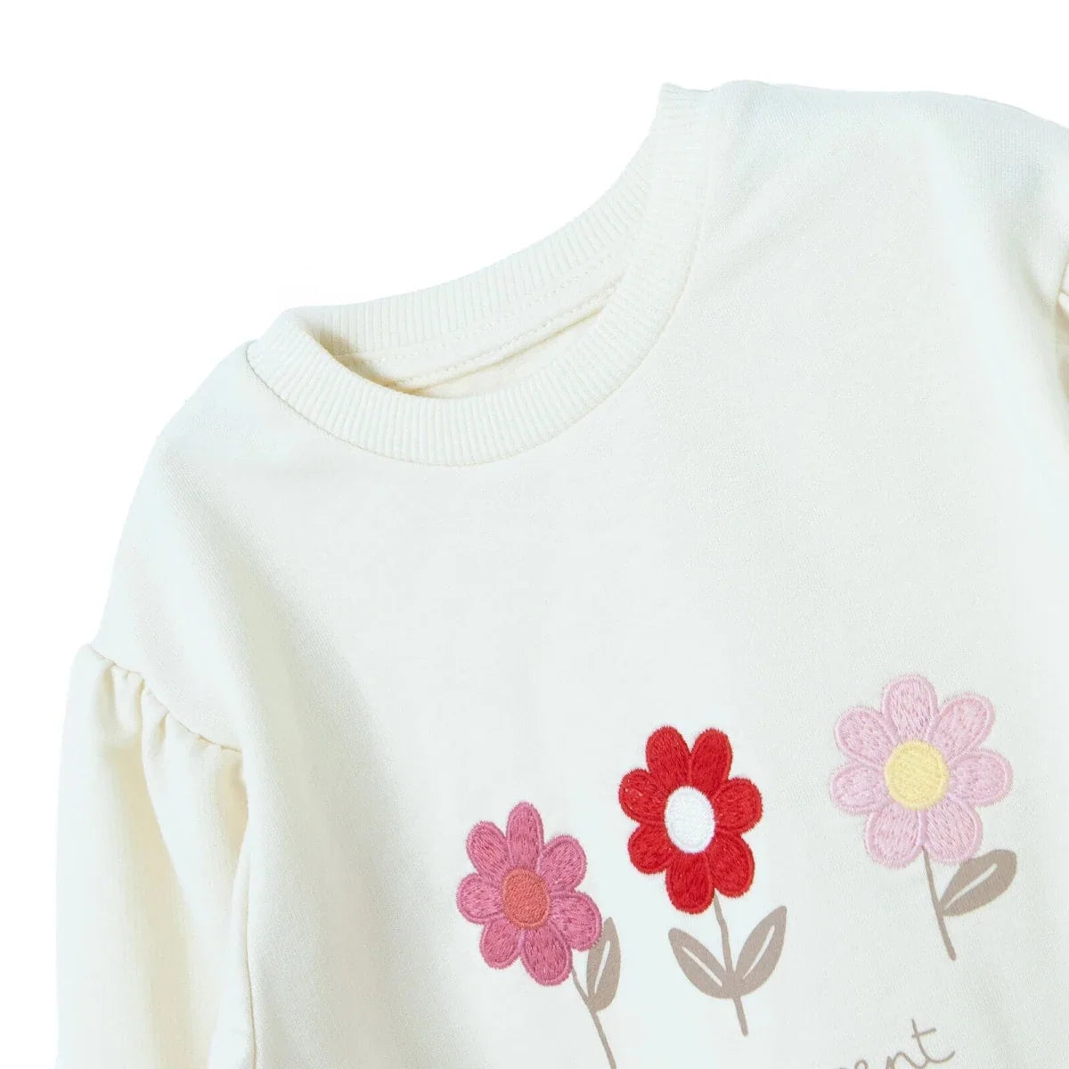 HelloBaby Floral Print Long Sleeve Baby Top & Leggings Set (3-6 Months to 4-5 Years) - Ecru