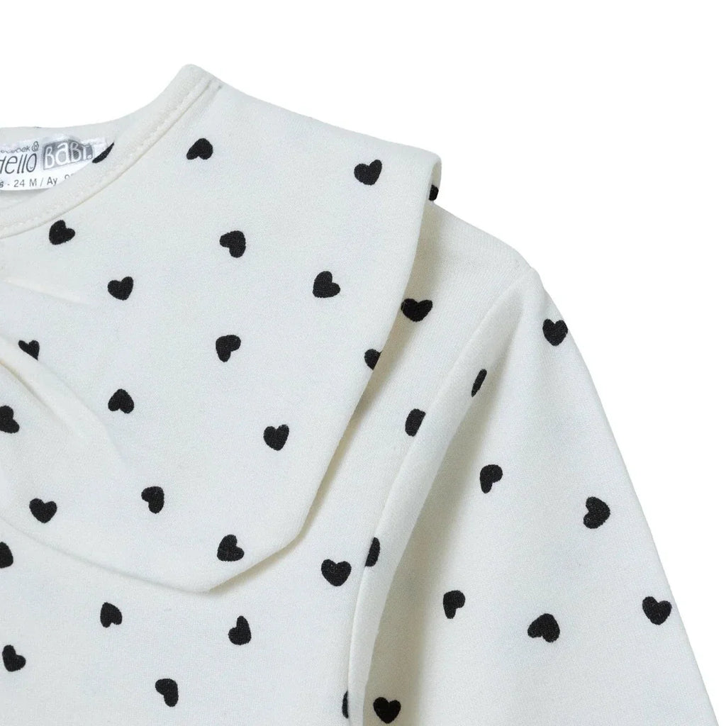 HelloBaby Shaped Neck Long Sleeve Baby Top & Leggings Set (3-6 Months to 4-5 Years) - Ecru Printed