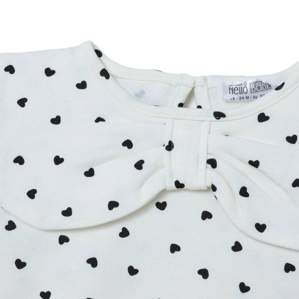 HelloBaby Shaped Neck Long Sleeve Baby Top & Leggings Set (3-6 Months to 4-5 Years) - Ecru Printed