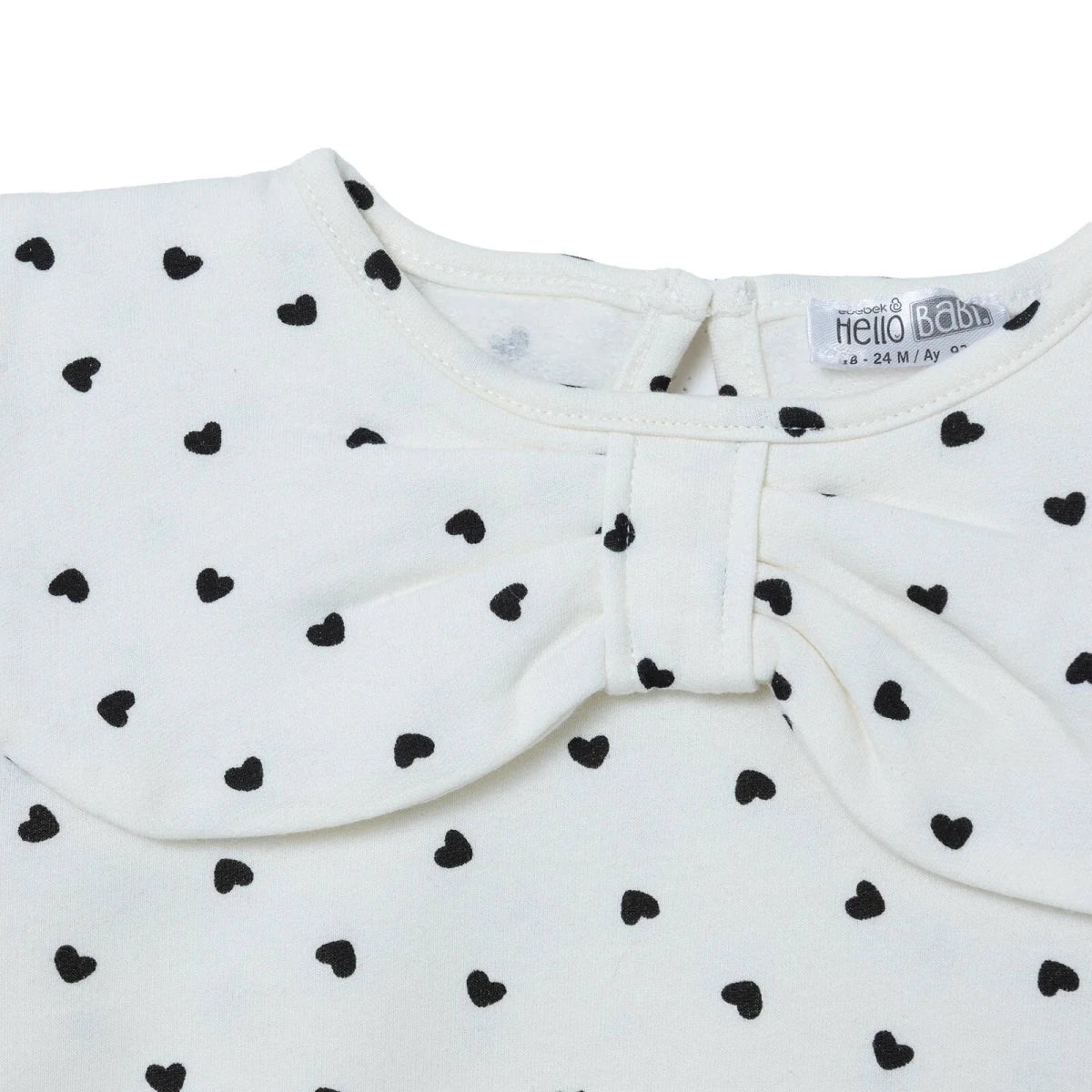 HelloBaby Shaped Neck Long Sleeve Baby Top & Leggings Set (3-6 Months to 4-5 Years) - Ecru Printed