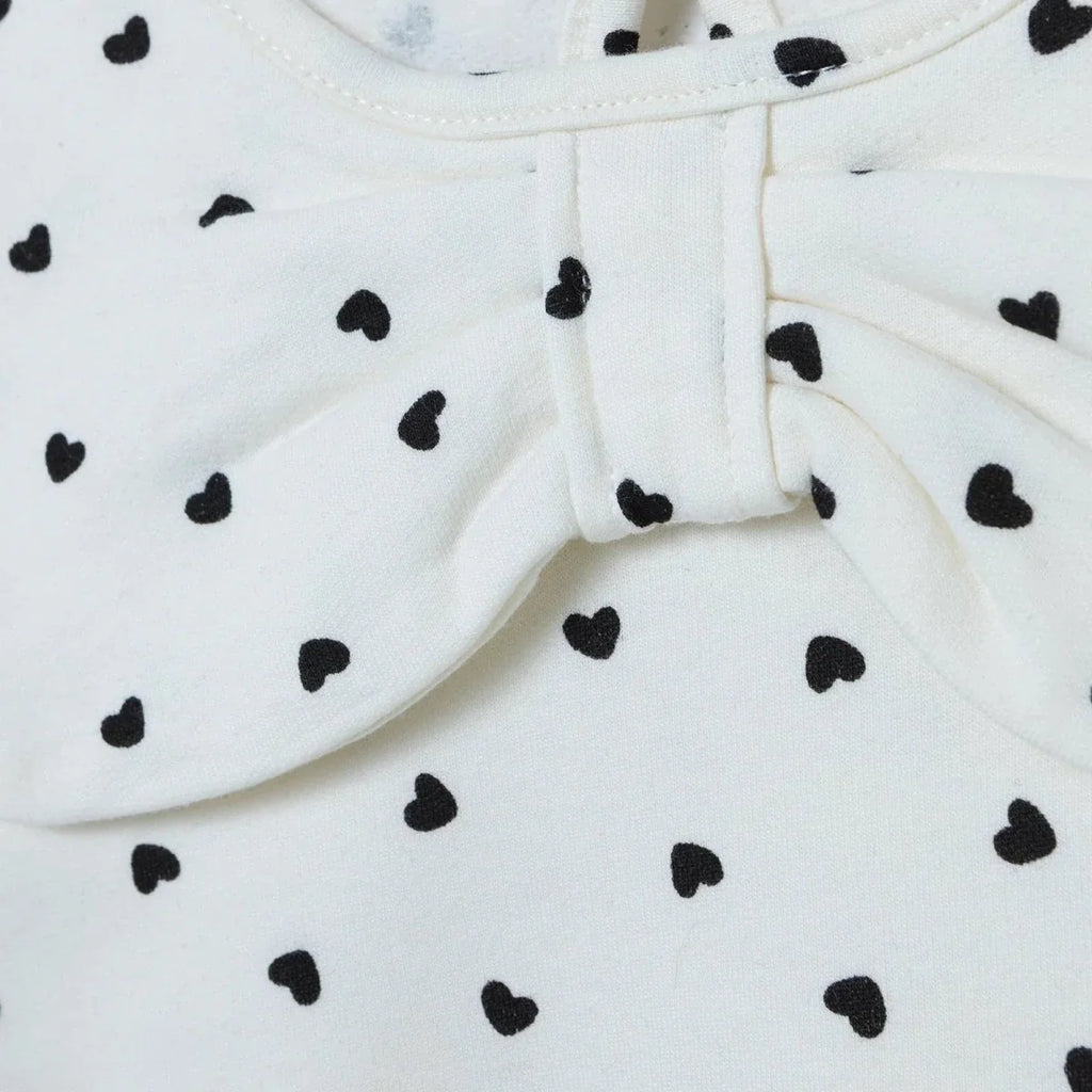 HelloBaby Shaped Neck Long Sleeve Baby Top & Leggings Set (3-6 Months to 4-5 Years) - Ecru Printed