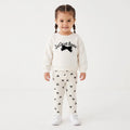 HelloBaby Bow Print Baby Sweatshirt & Leggings Set (3-6 Months to 4-5 Years) - Ecru Printed