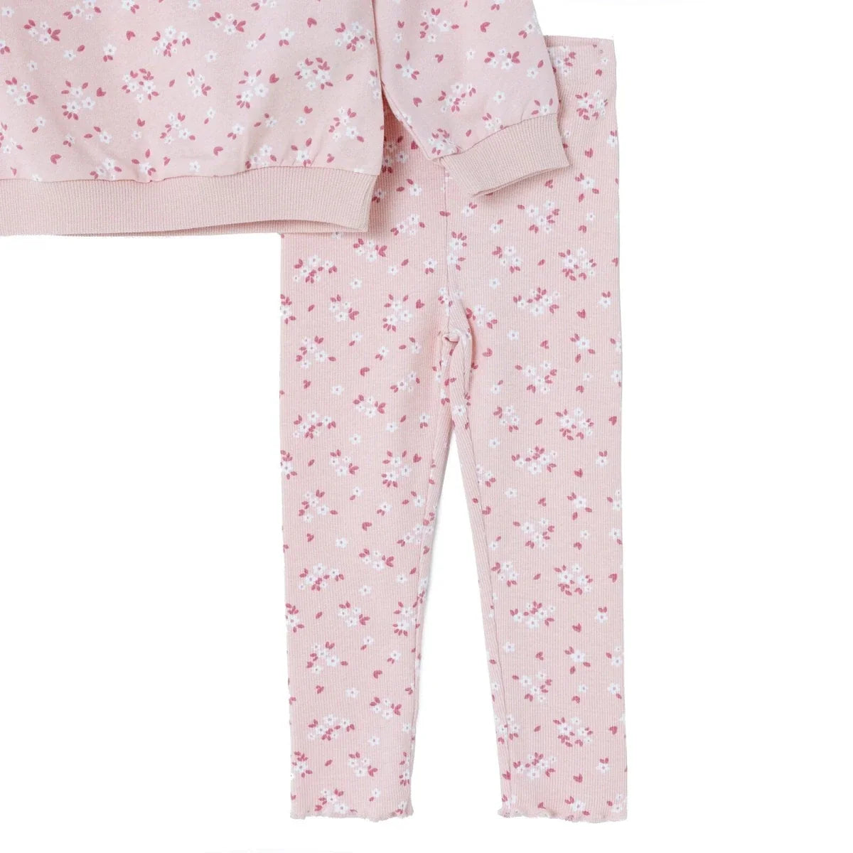HelloBaby Floral Print Baby Sweatshirt & Leggings Set (3-6 Months to 4-5 Years) - Ecru Printed