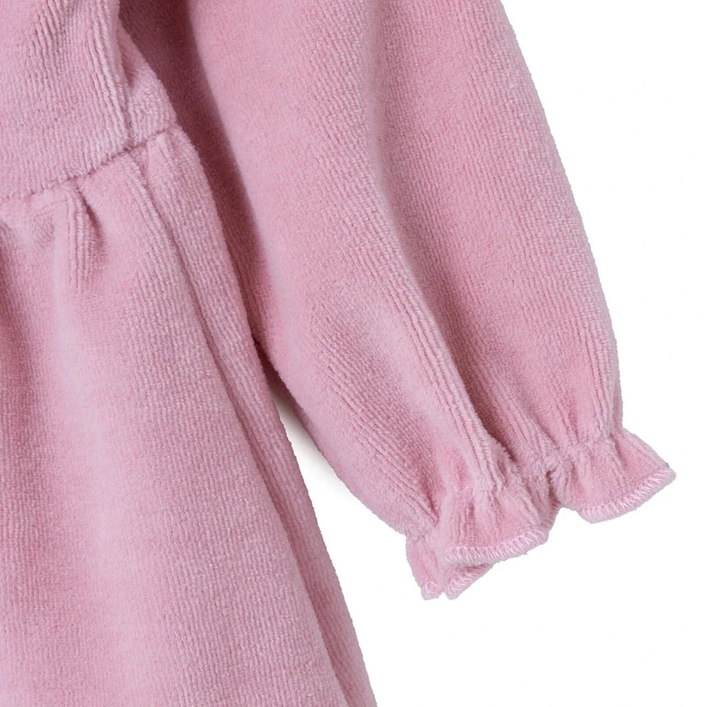 HelloBaby Star Print Long Sleeve Velour Baby Dress (1-3 Months to 12 Months) - Pink