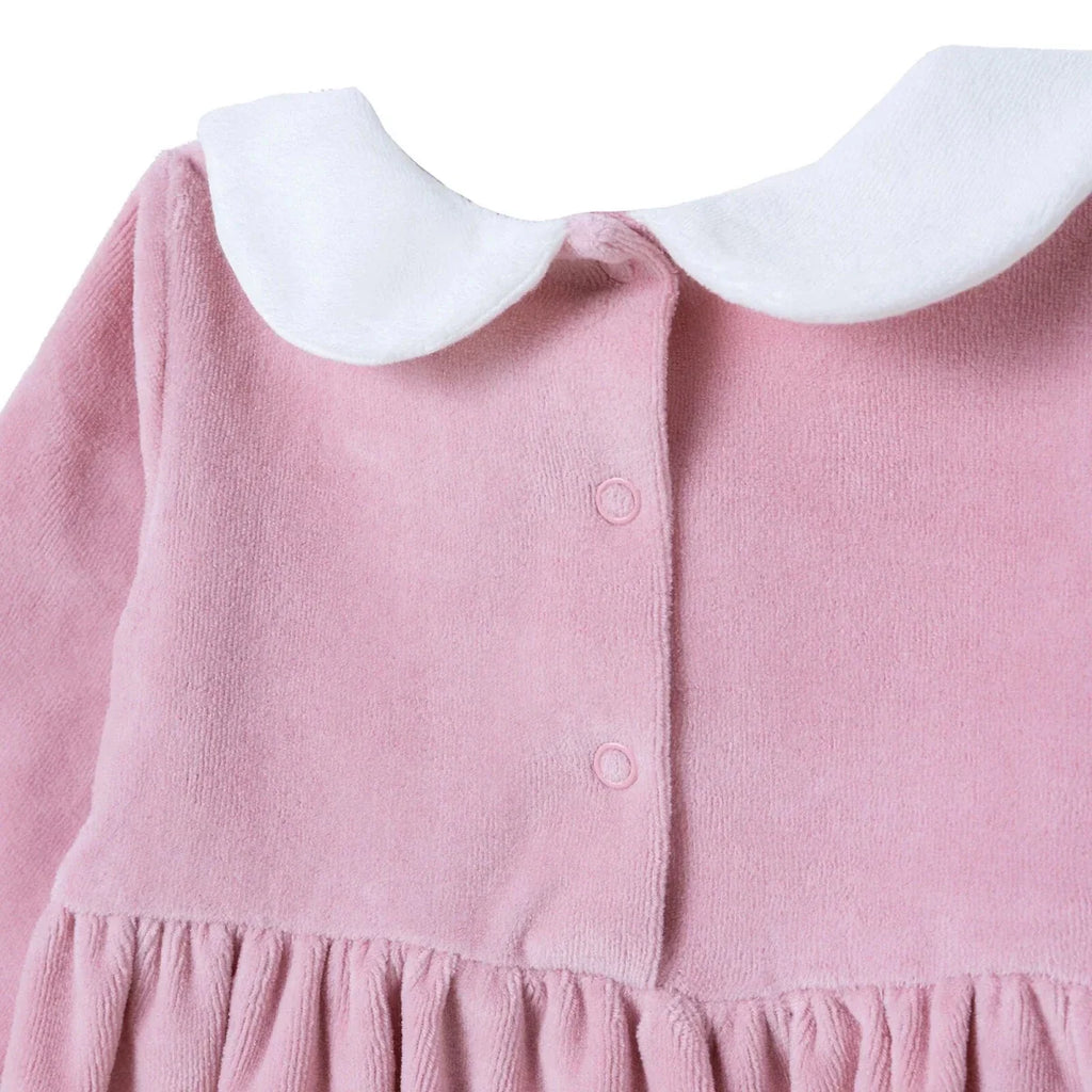 HelloBaby Star Print Long Sleeve Velour Baby Dress (1-3 Months to 12 Months) - Pink
