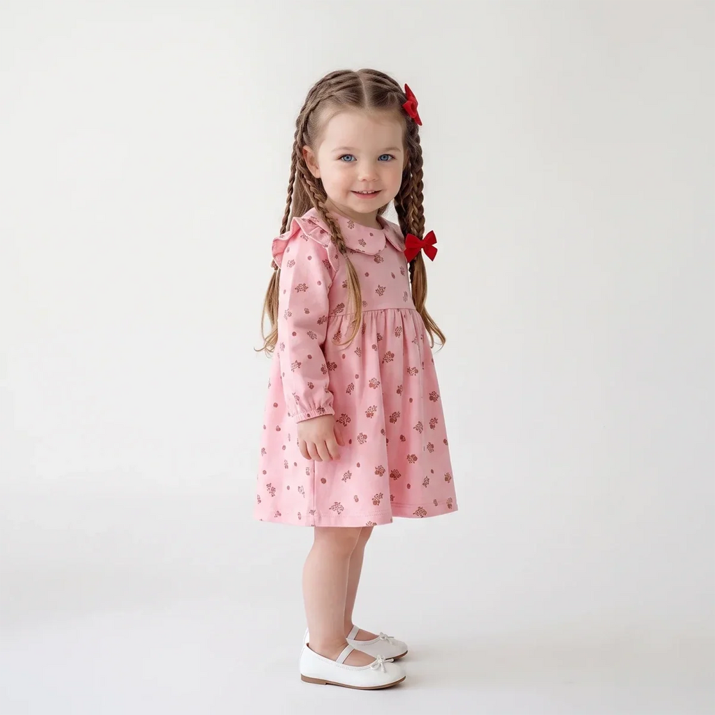 HelloBaby Long Sleeve Baby Dress (3-6 Months to 4-5 Years) - Light Rose