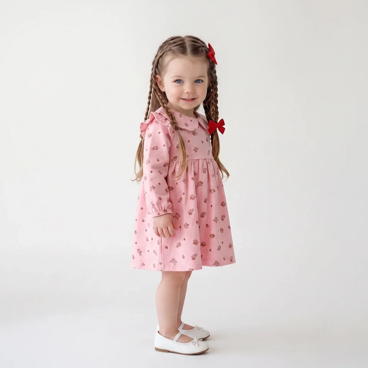 HelloBaby Long Sleeve Baby Dress (3-6 Months to 4-5 Years) - Light Rose