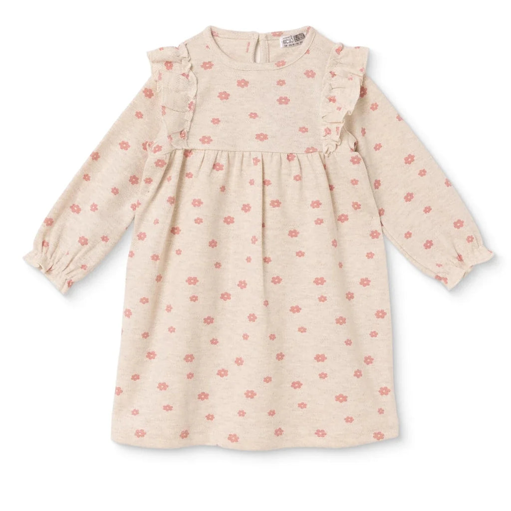 HelloBaby Long Sleeve Baby Dress (3-6 Months to 4-5 Years) - Ecru Printed