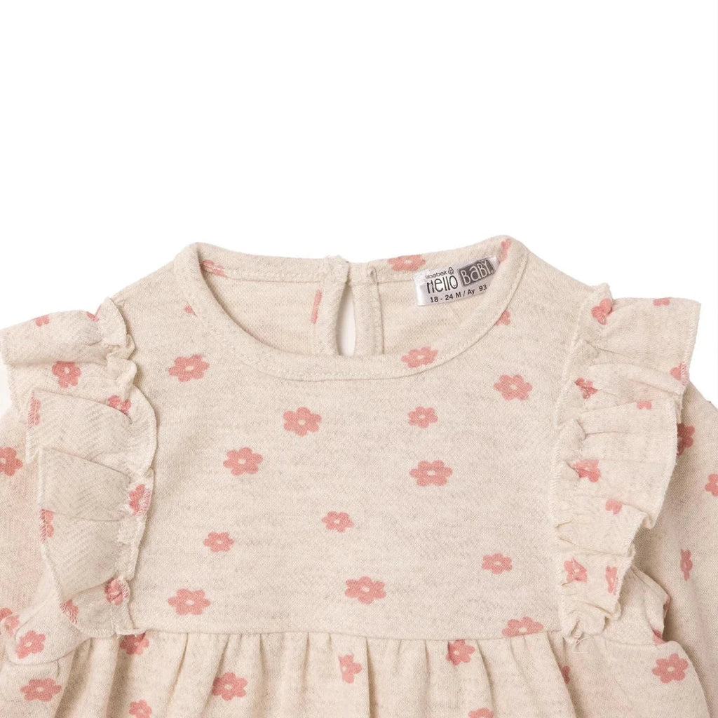 HelloBaby Long Sleeve Baby Dress (3-6 Months to 4-5 Years) - Ecru Printed
