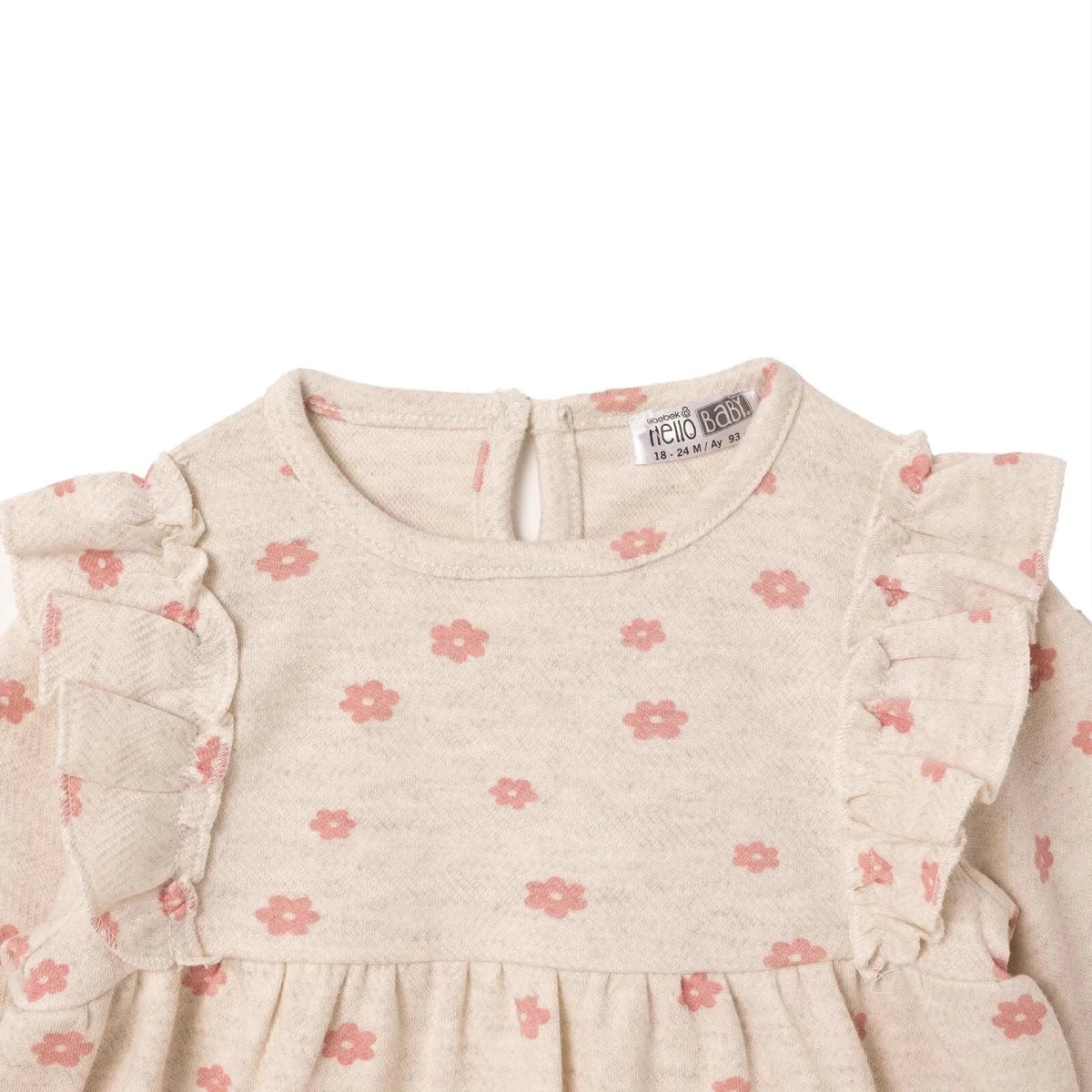 HelloBaby Long Sleeve Baby Dress (3-6 Months to 4-5 Years) - Ecru Printed