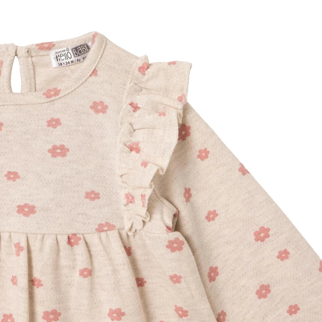 HelloBaby Long Sleeve Baby Dress (3-6 Months to 4-5 Years) - Ecru Printed