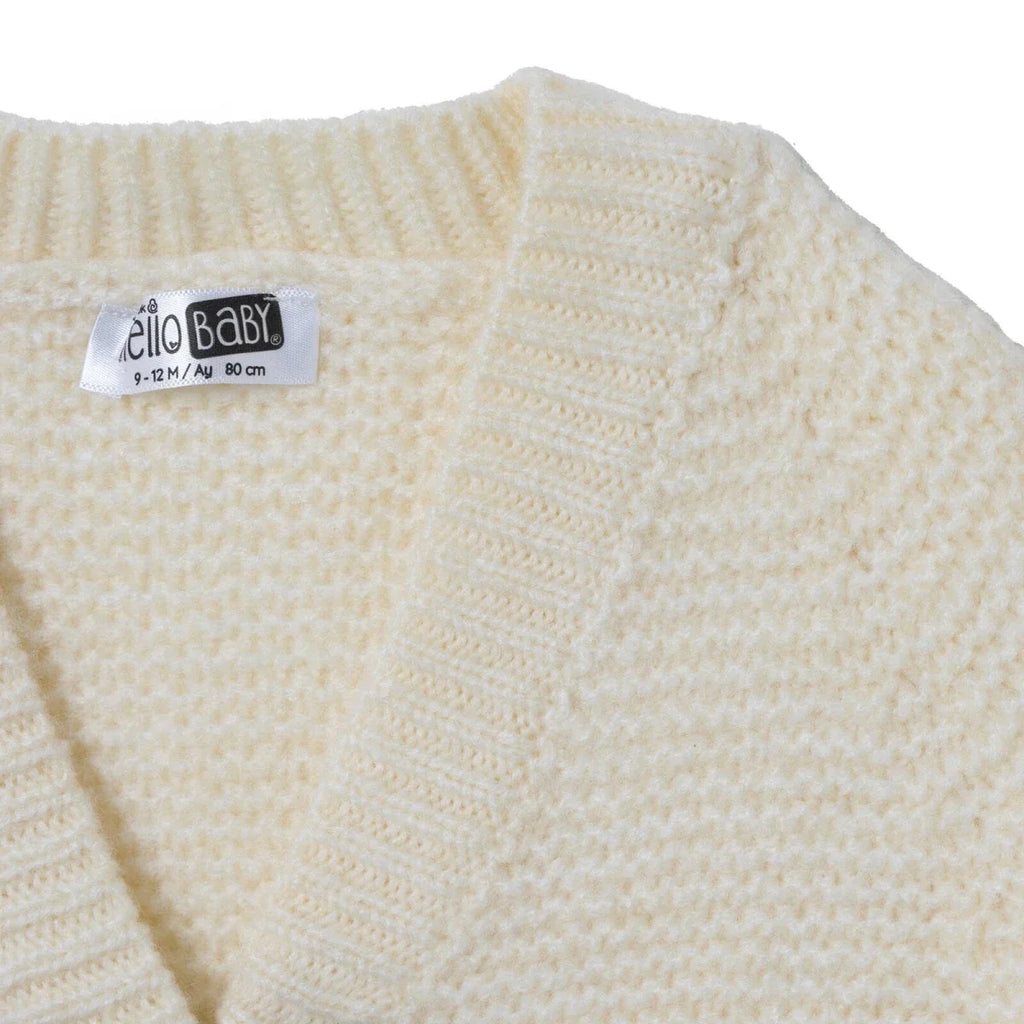 HelloBaby V Neck Knitted Baby Cardigan (9-12 Months to 4-5 Years) - Ecru