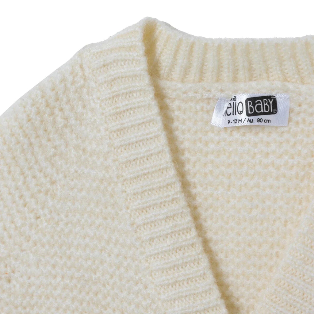 HelloBaby V Neck Knitted Baby Cardigan (9-12 Months to 4-5 Years) - Ecru