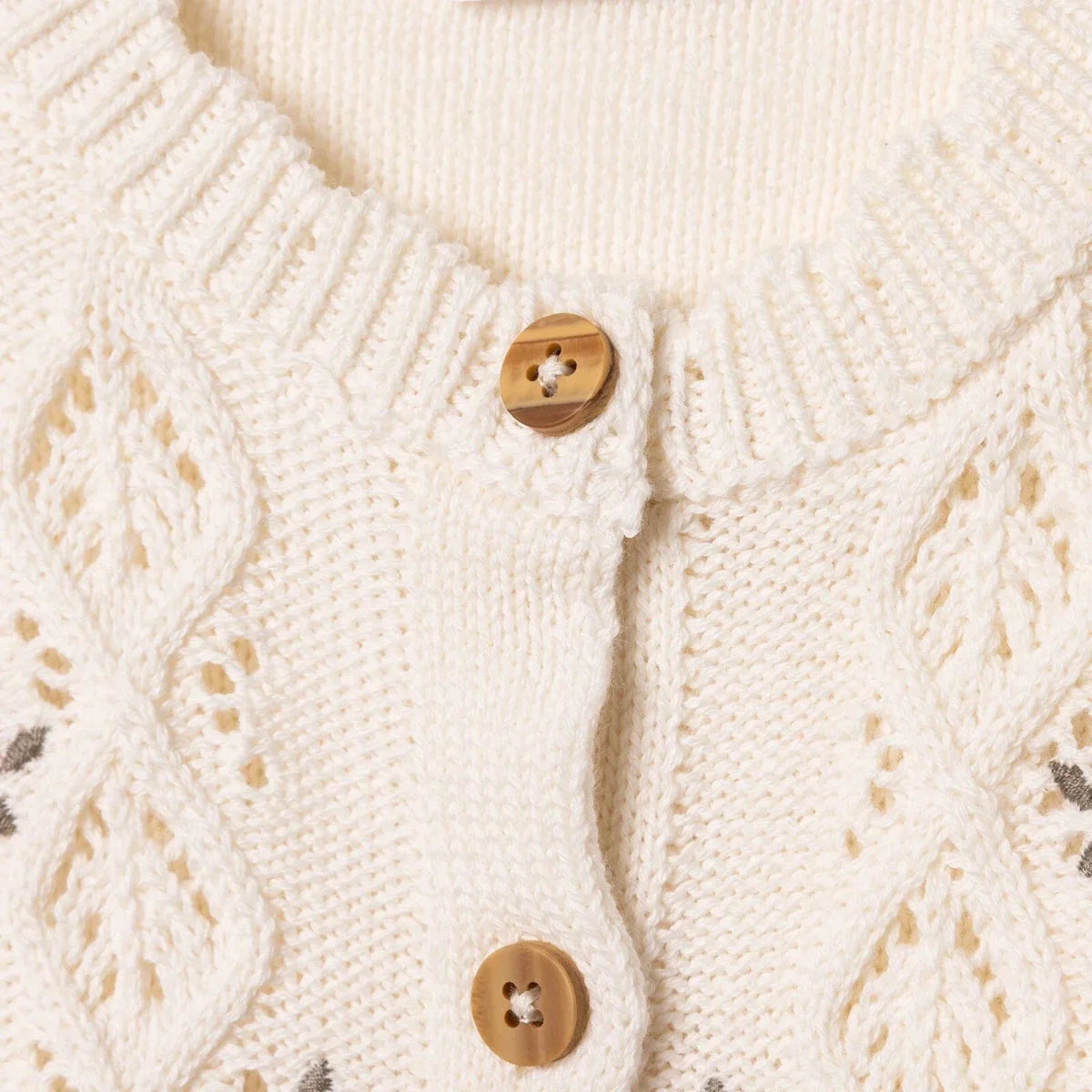 HelloBaby Crew Neck Knitted Baby Cardigan (9-12 Months to 4-5 Years) - Ecru