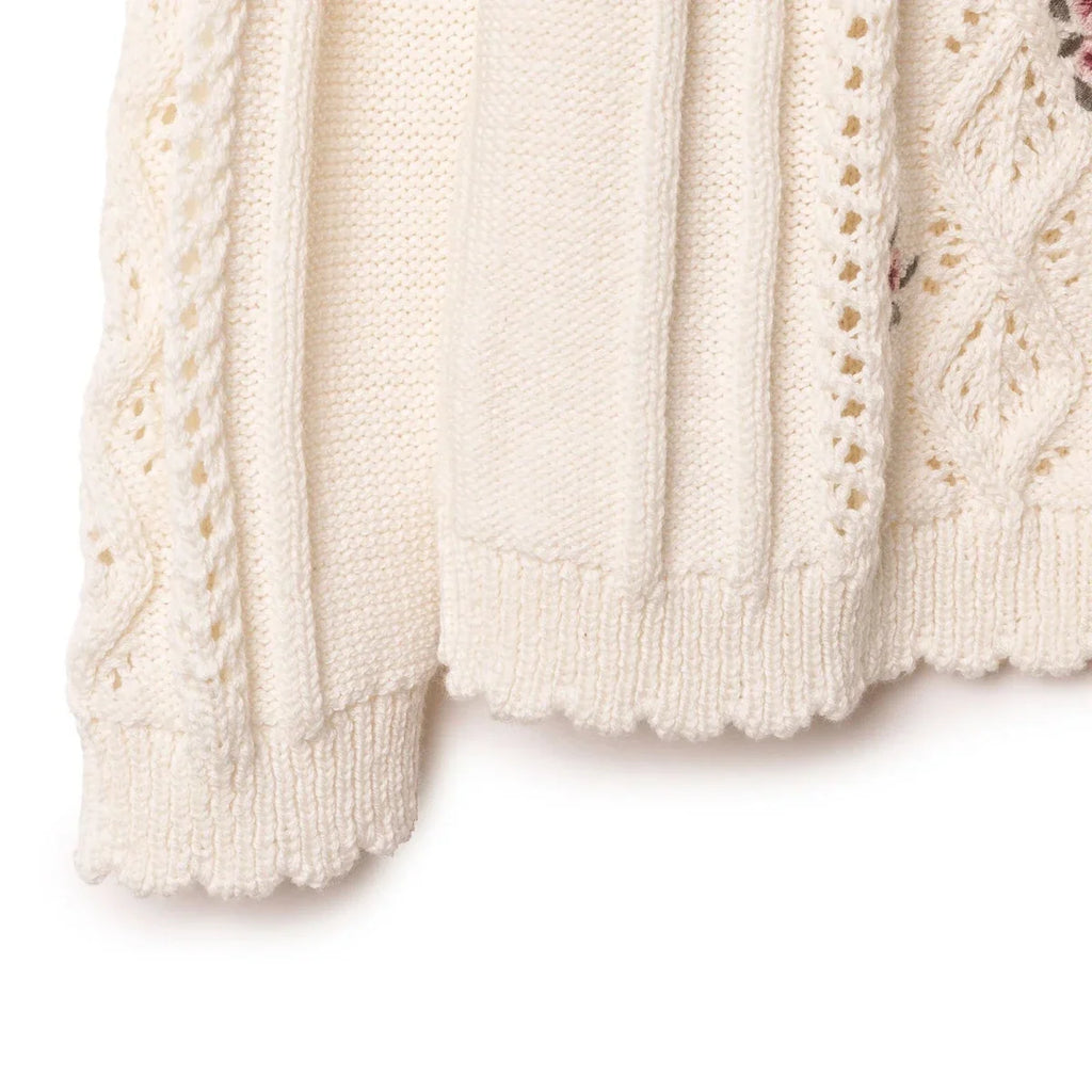 HelloBaby Crew Neck Knitted Baby Cardigan (9-12 Months to 4-5 Years) - Ecru