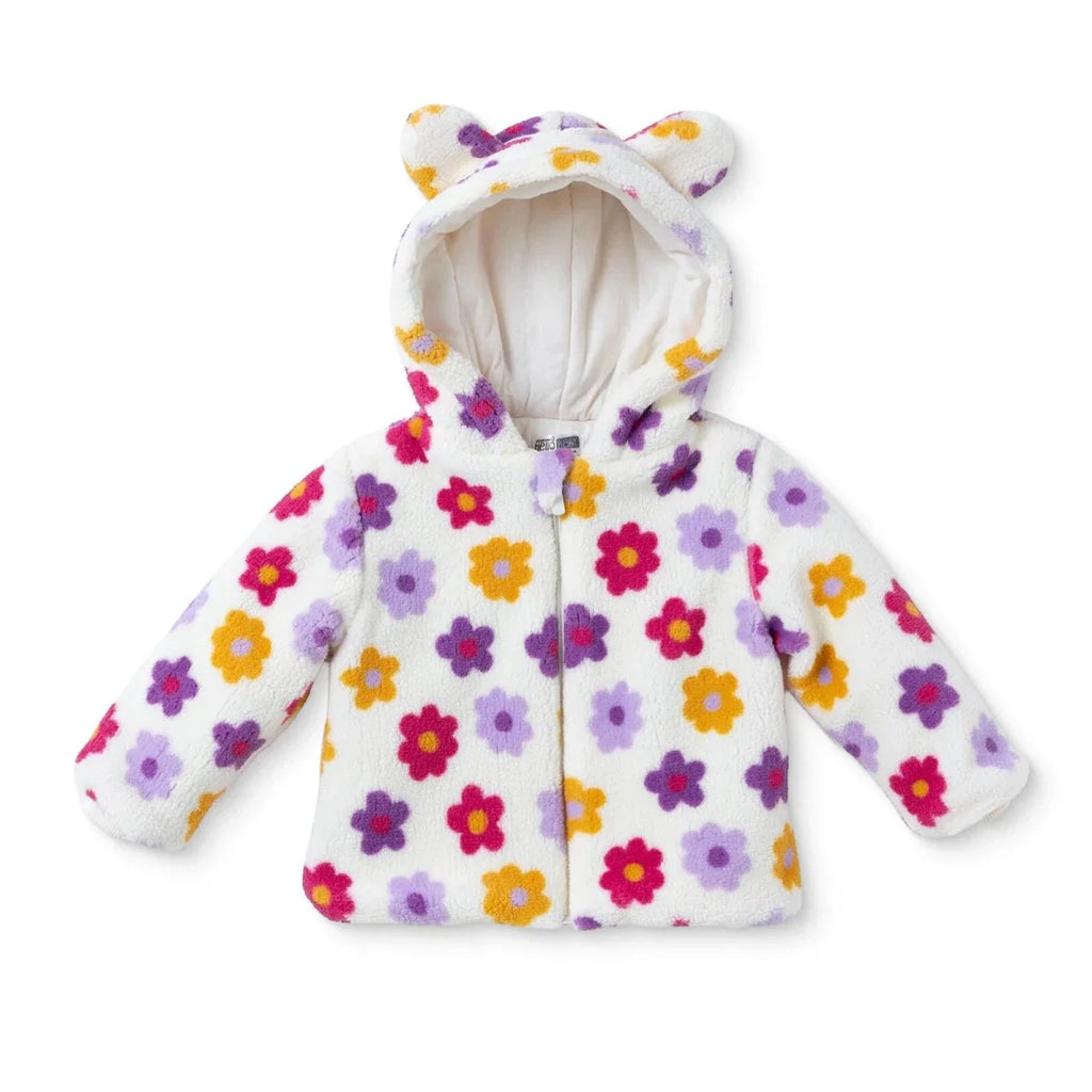 HelloBaby Floral Print Soft Fleece Zip Baby Jacket (3-6 Months to 4-5 Years) - Ecru Printed