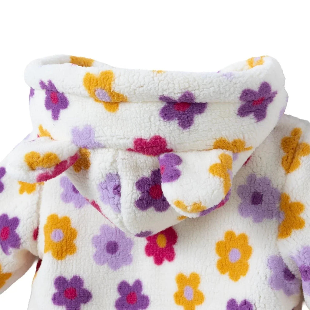 HelloBaby Floral Print Soft Fleece Zip Baby Jacket (3-6 Months to 4-5 Years) - Ecru Printed