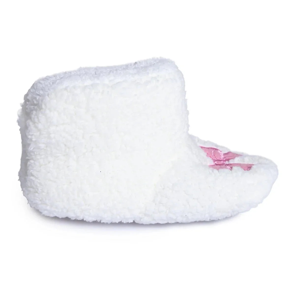 HelloBaby Bow Embroidered Soft Fleece Baby Slippers (UK 5 to 8.5) - White