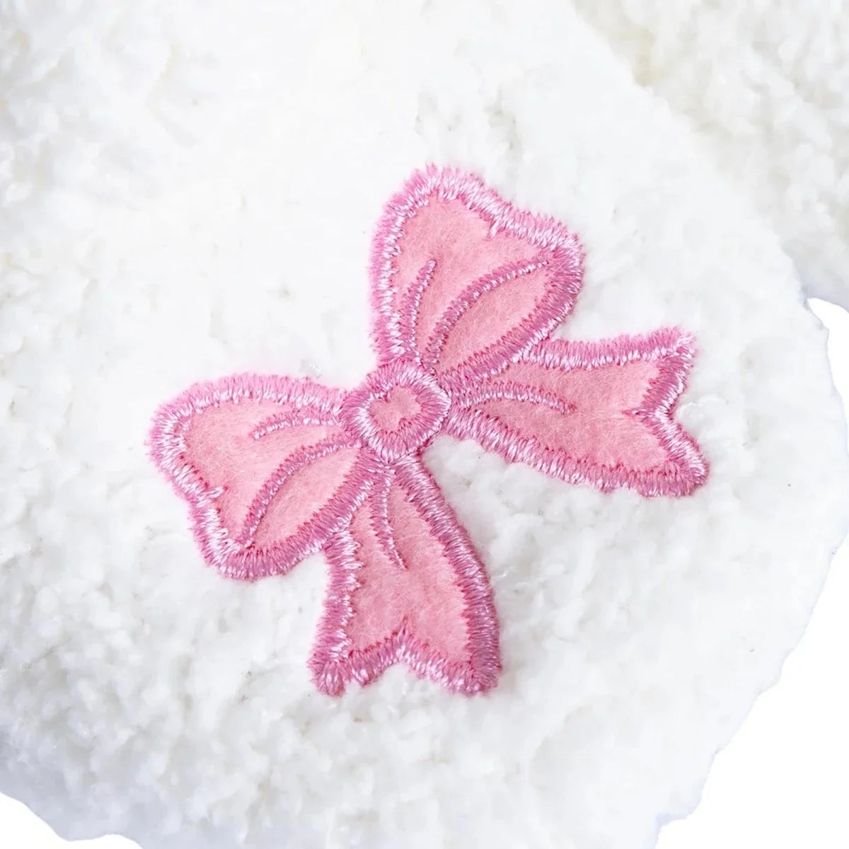 HelloBaby Bow Embroidered Soft Fleece Baby Slippers (UK 5 to 8.5) - White