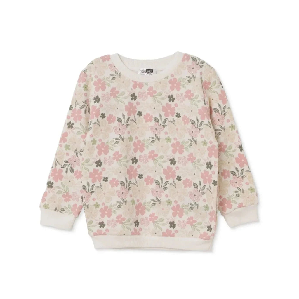 HelloBaby Floral Print Brushed Loopback Baby Sweatshirt (3-6 Months to 4-5 Years) - Ecru Printed
