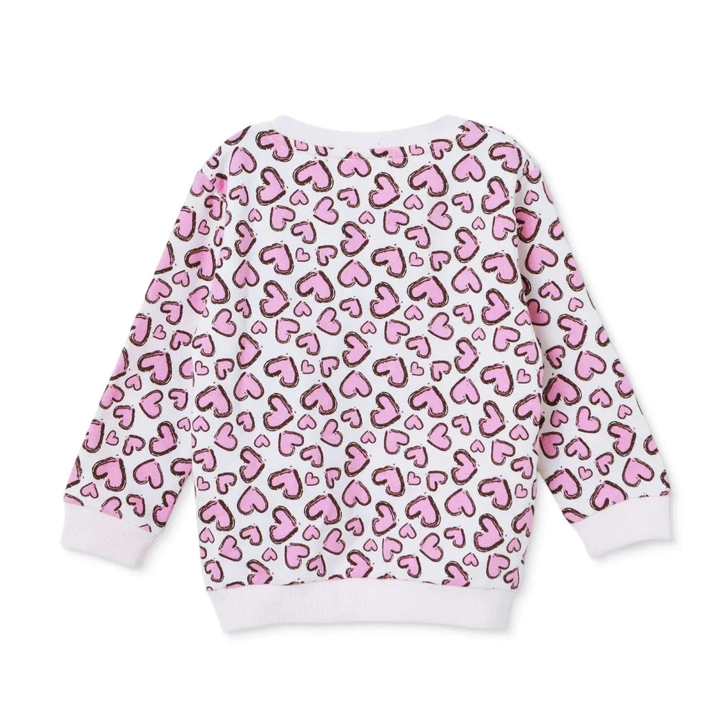 HelloBaby Heart Print Brushed Loopback Baby Sweatshirt (3-6 Months to 4-5 Years) - Ecru Printed
