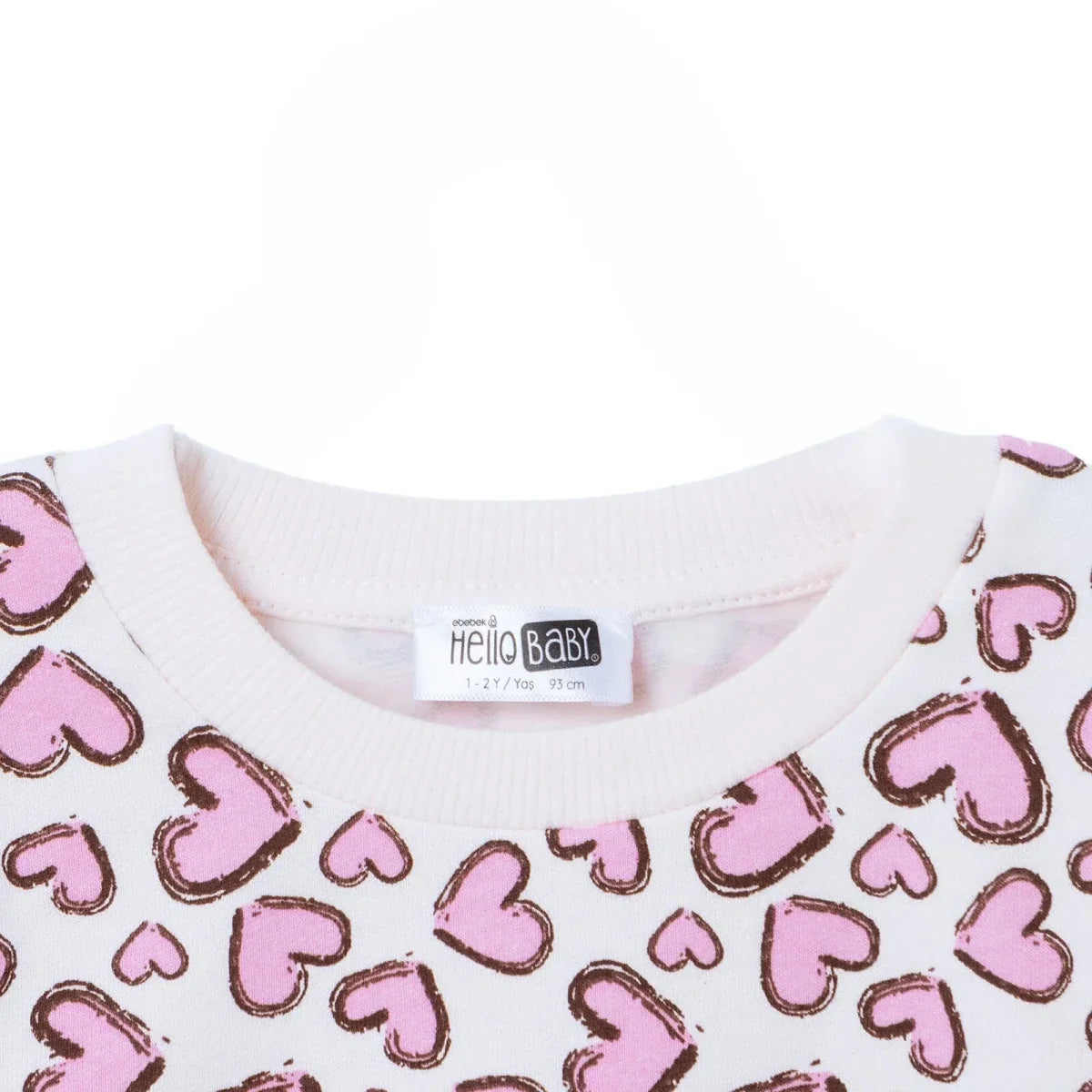 HelloBaby Heart Print Brushed Loopback Baby Sweatshirt (3-6 Months to 4-5 Years) - Ecru Printed