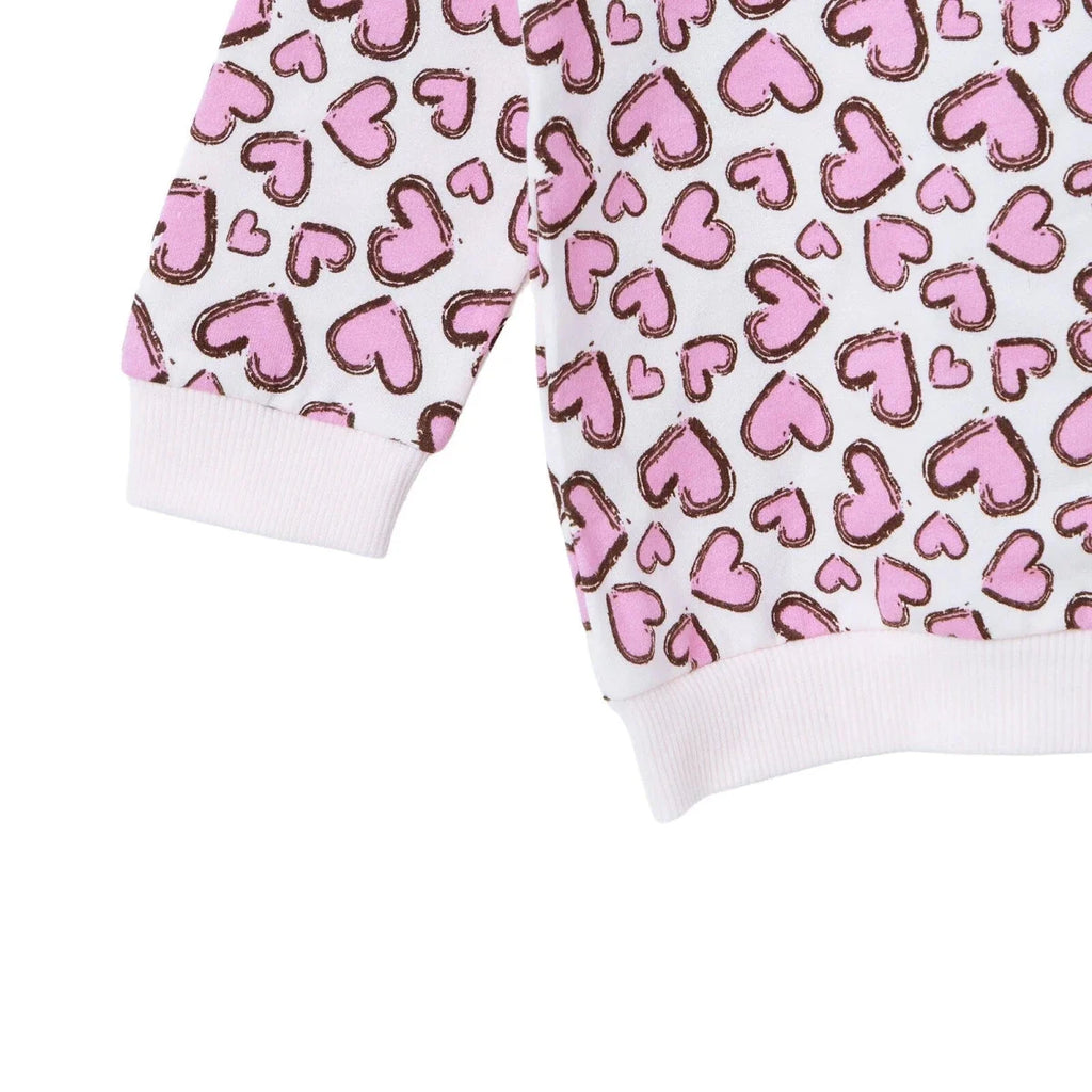 HelloBaby Heart Print Brushed Loopback Baby Sweatshirt (3-6 Months to 4-5 Years) - Ecru Printed