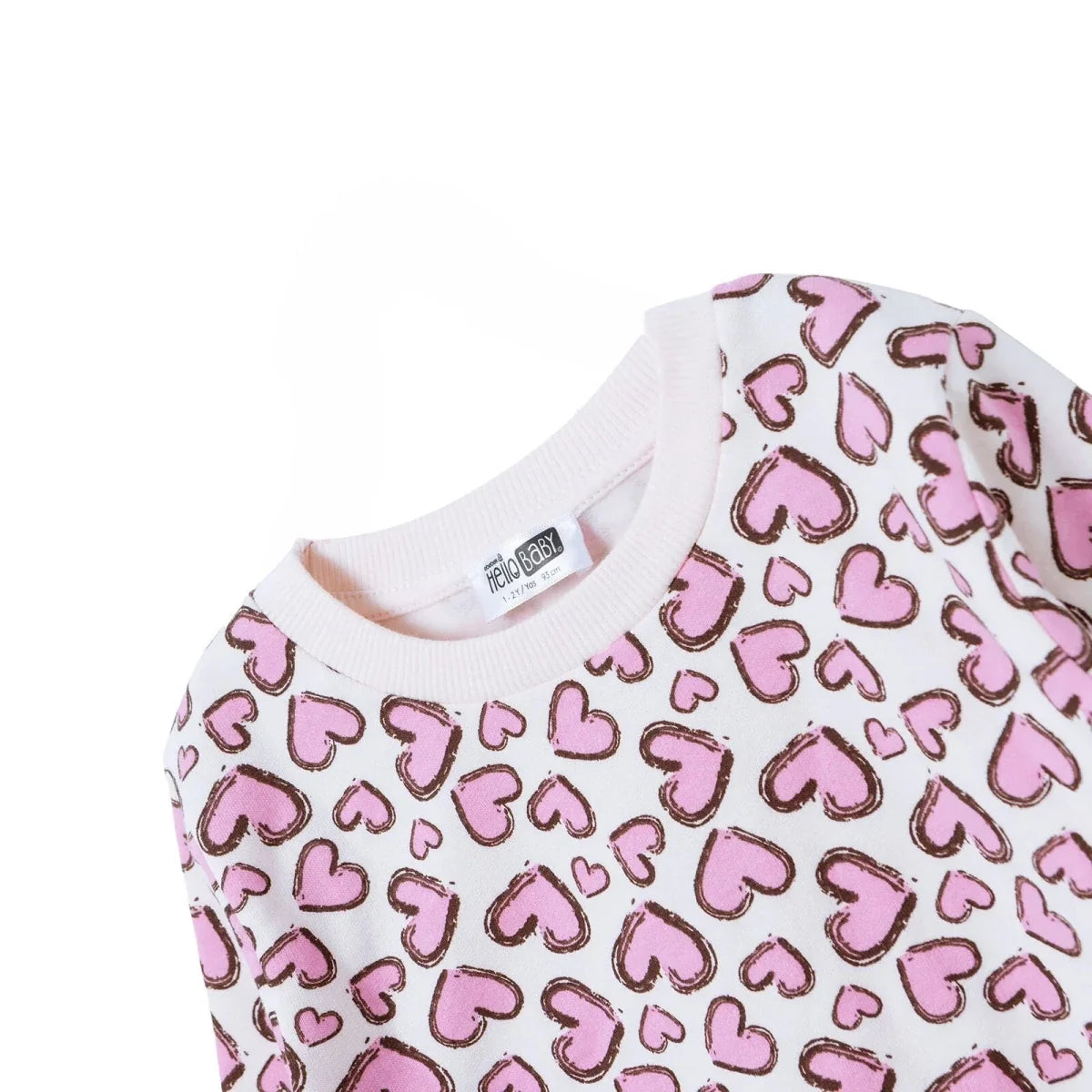 HelloBaby Heart Print Brushed Loopback Baby Sweatshirt (3-6 Months to 4-5 Years) - Ecru Printed
