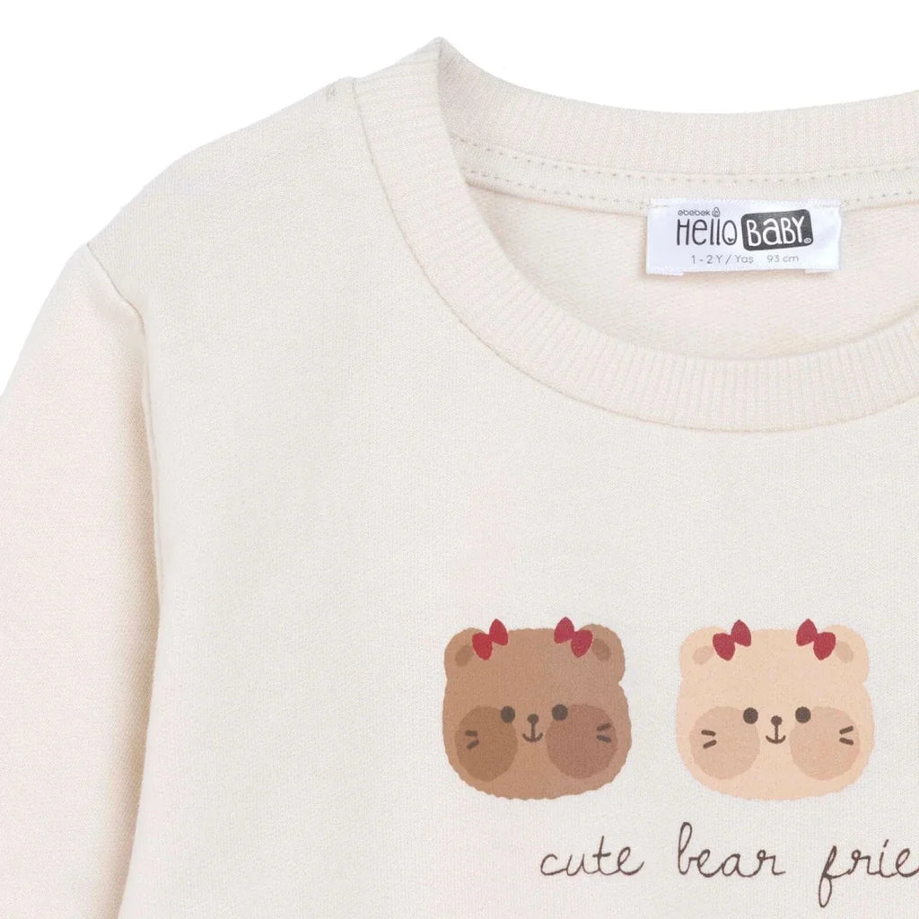HelloBaby "Cute Bear Friends" Slogan Baby Sweatshirt (3-6 Months to 4-5 Years) - Beige
