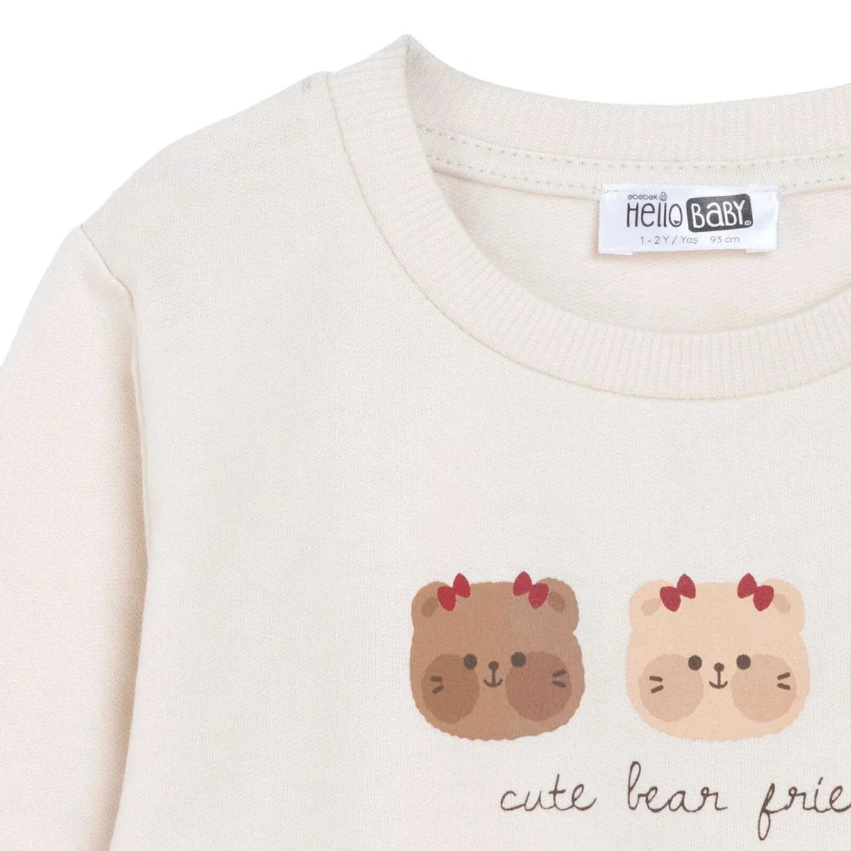 HelloBaby "Cute Bear Friends" Slogan Baby Sweatshirt (3-6 Months to 4-5 Years) - Beige