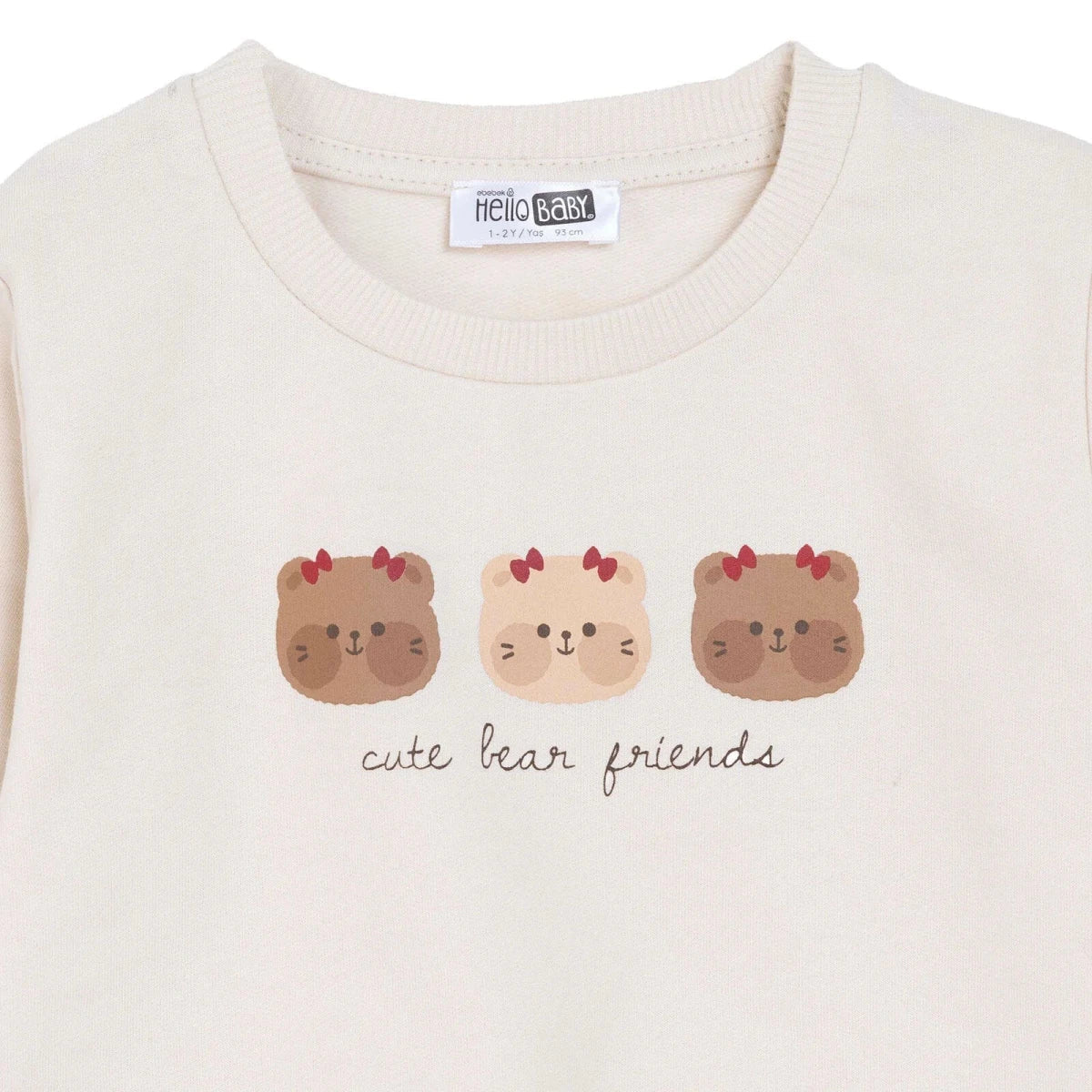 HelloBaby "Cute Bear Friends" Slogan Baby Sweatshirt (3-6 Months to 4-5 Years) - Beige